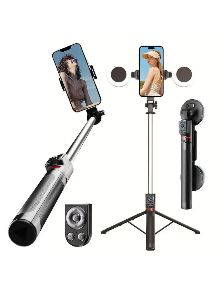Selfie Stick Statief Met Invullicht Uitschuifbaar 32-180 cm Hoogte Bluetooth Afstandsbediening Telefoonstatief Voor Reizen Mobiele Telefoonhouder Mount - afbeelding 2
