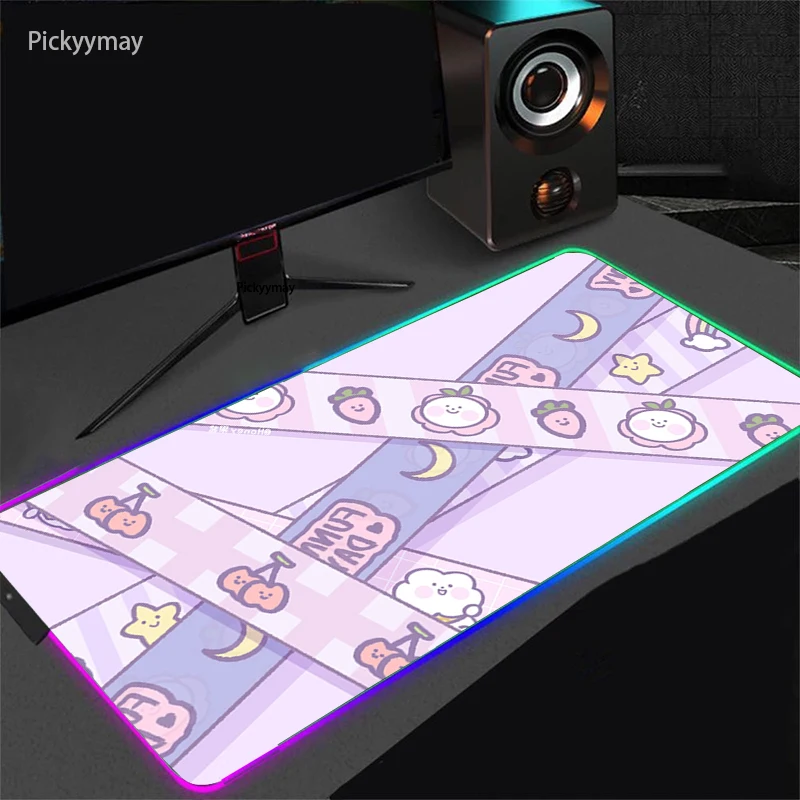 

RGB LED Light Mousepad Cute Backlight PC Keyboard Table Carpet Kawaii Rubber Mause Gaming LED Computer Mouse Pad Desk Mats XXL