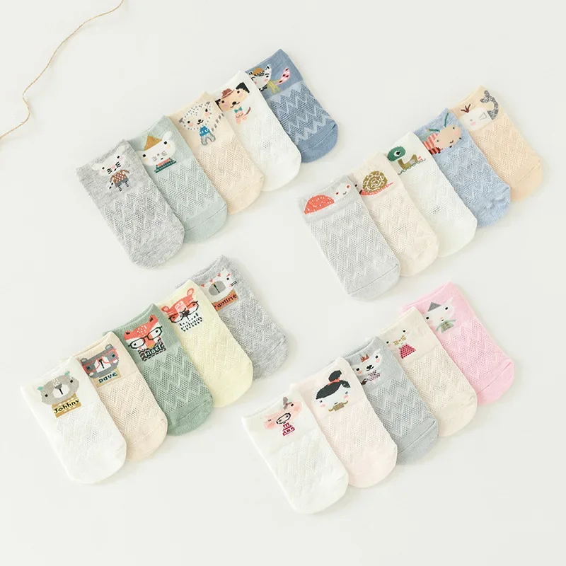 

5Pairs/Lot Children's Socks Autumn Cotton summer Girls 0-3Y baby cartoon mesh socks Kids Boy Breathable Socks Floor Sock