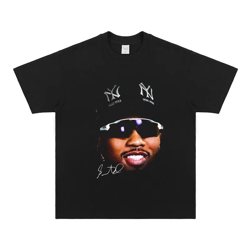 

American professional basketball star printed cotton short oversized t shirt