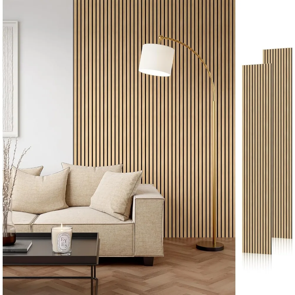 

Wood Slat Acoustic Panels, 106" x 12.6" Each Soundpoof Wooden Slat Wall Panel - White Oak, 4 Pack