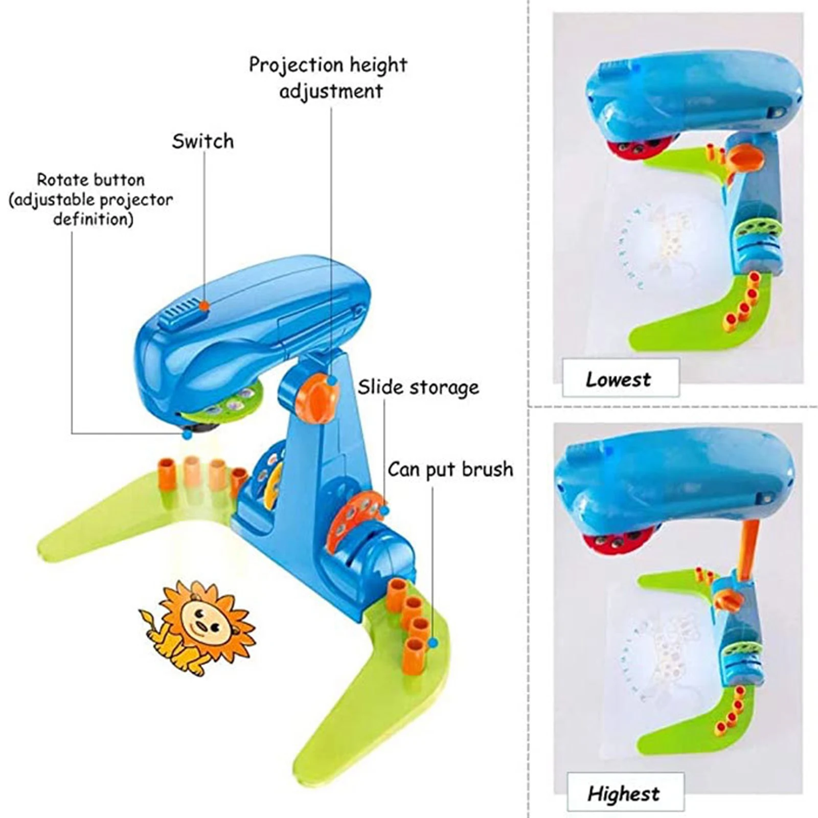 Portable Trace and Draw Projector Painting Toy Playset Kids Drawing Projector for 3 4 5 6 Years Toddlers Boys and Girls Children