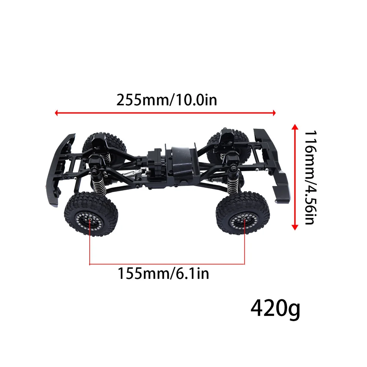 Metal Assembled Frame Chassis Kit for TRX4M TRX4-M 1/18 RC Crawler Car Upgrade Parts Accessories,Black