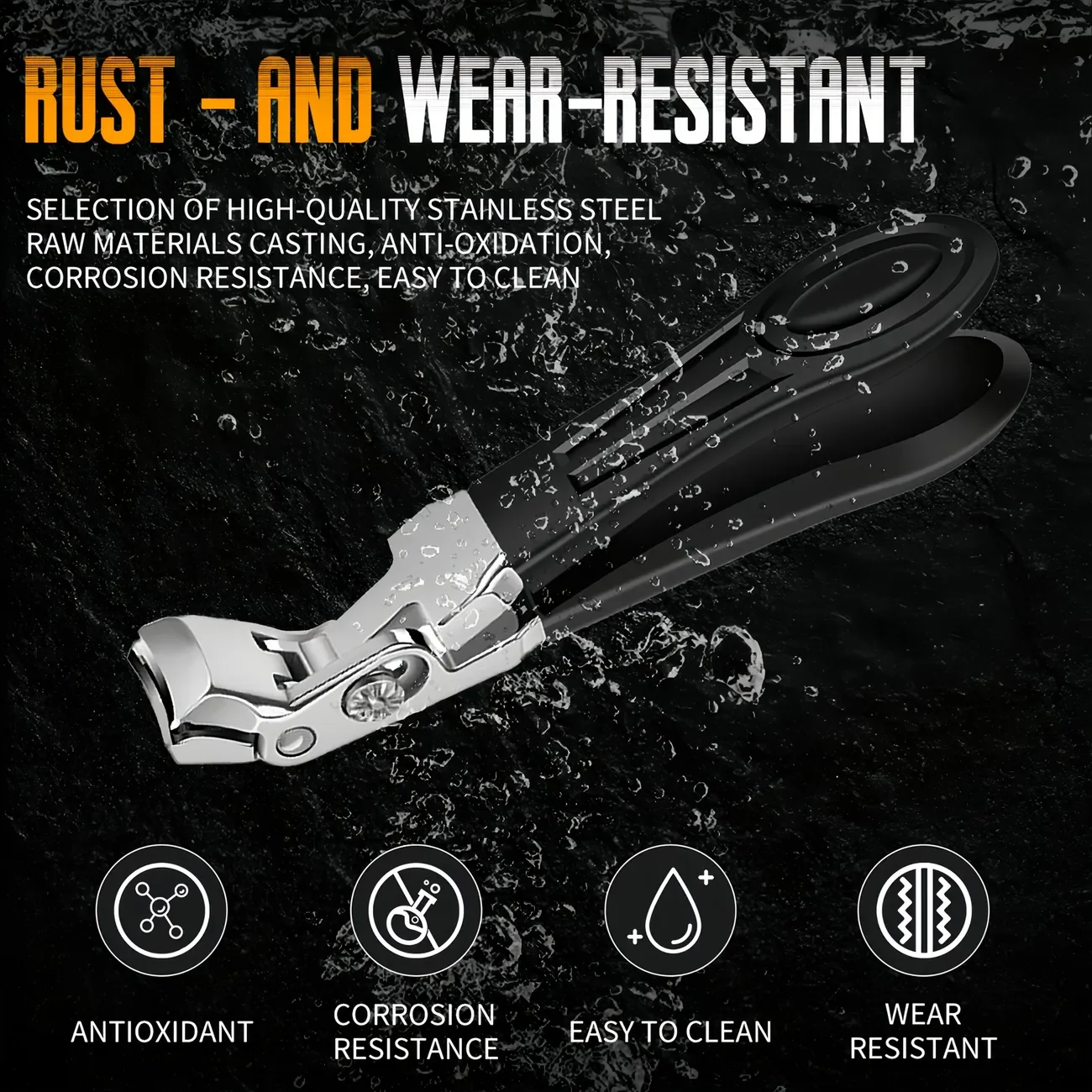 กรรไกรตัดเล็บคุณภาพสูงด้ามยาวสีดํา Textured Grip มเล็บมือตัดเล็บหนา Hard กรรไกรตัดเล็บเท้าเครื่องมือ