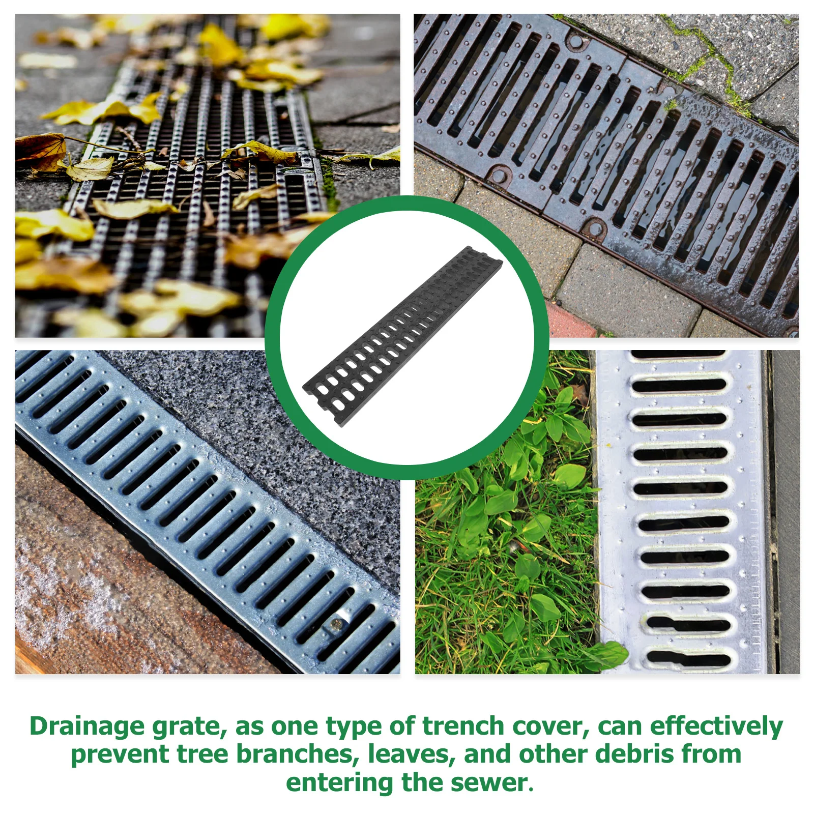 

Plastic For Kitchen Sewer Channel With Grate Sturdy Sewer Garage Trench Drain Cover Floor Drain Cover
