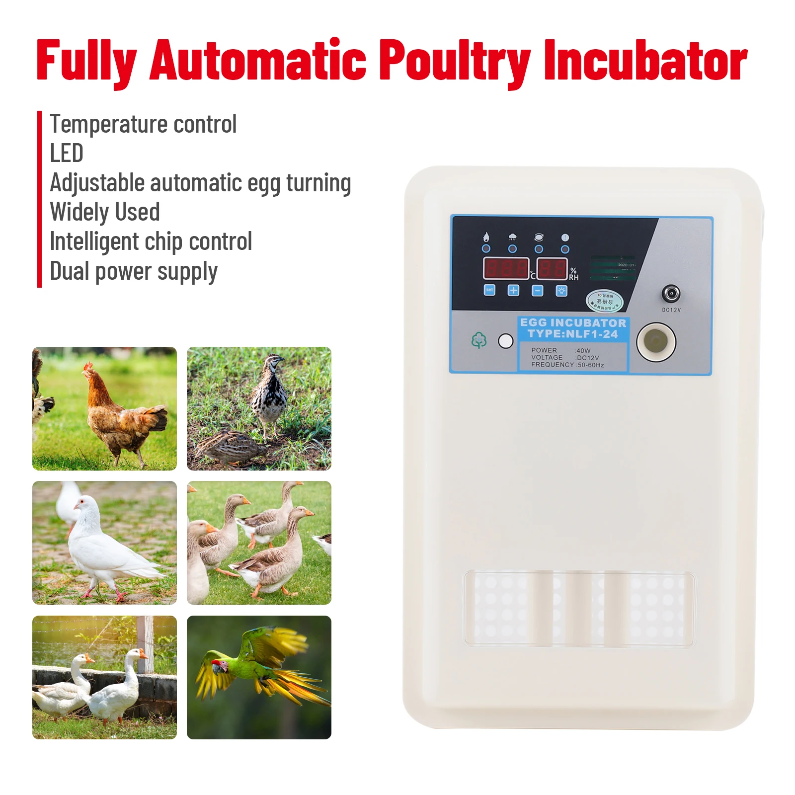 

Auto-Turning Digital 24 Eggs Incubator Automatic Hatch Chicken Duck Egg Turner 110V