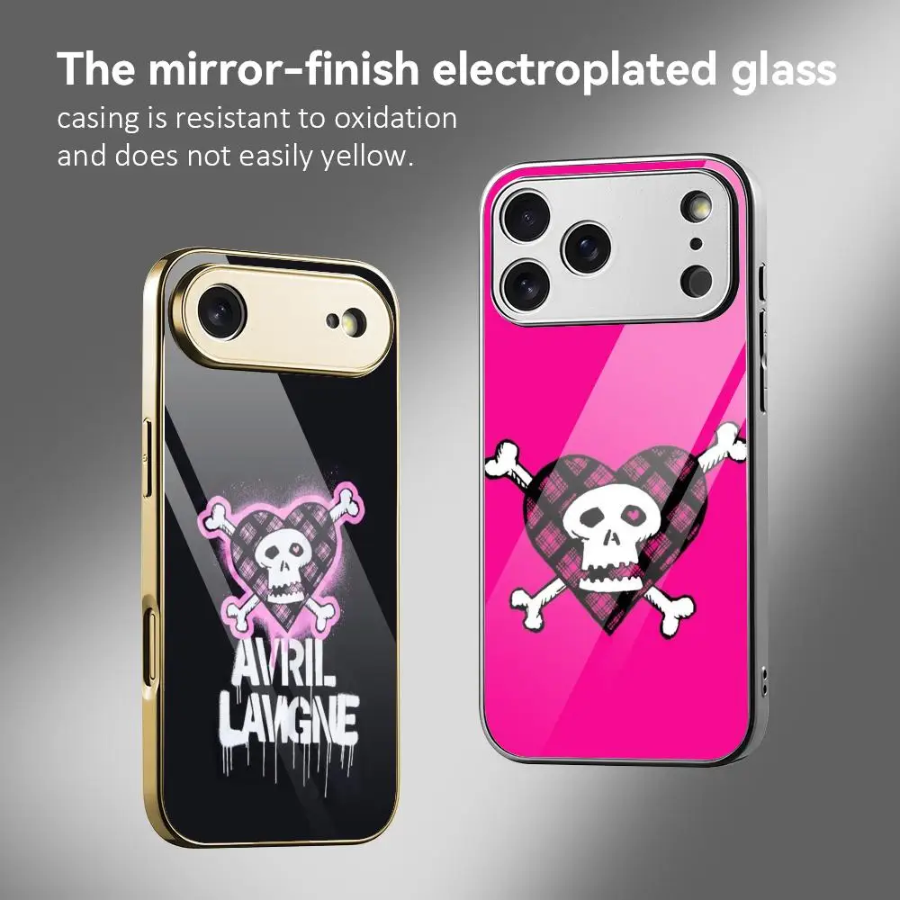A-Avril LavigneE Logo Phone Case For IPhone 17 16 15 14 13 12 Pro Max Plus Electroplated Metal Bumper Shockproof Case