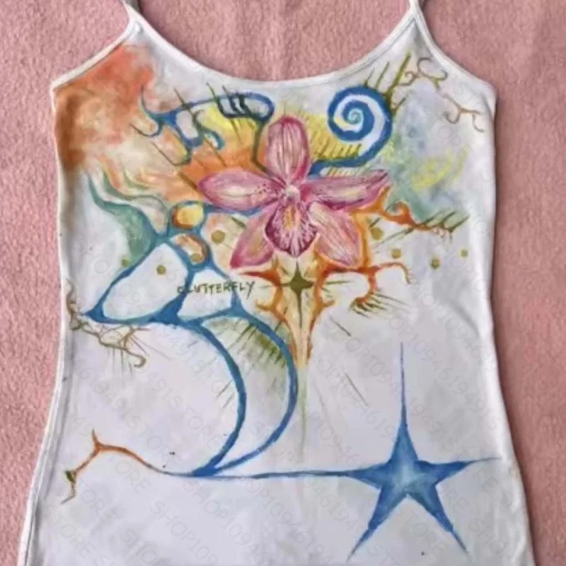 Camiseta sin mangas con estampado de estilo Y2k de los años 2000, sin mangas, Punk, Crop Vintage para niñas, corsé gótico Fairycore, camiseta sin mangas Grunge, Emo Girls de una pieza