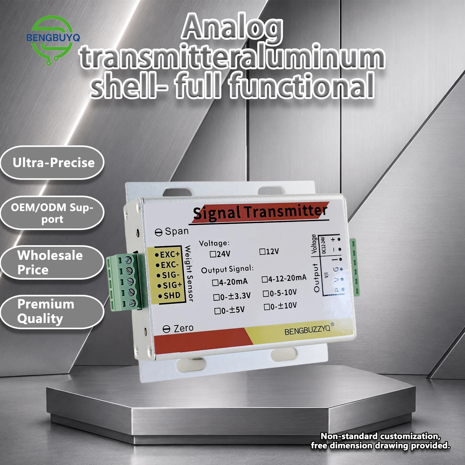 Strain Gauge Sensor Amplifier, Industrial Signal Converter with Zero & Full-Scale Adjustment, 5V Excitation, Multi-Channel