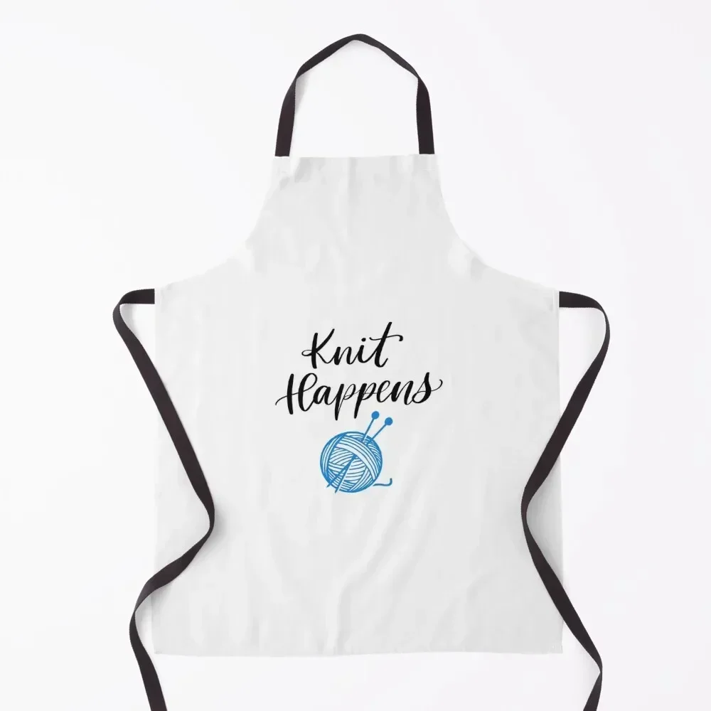 

Knit Happens Sky Blue Yarn Apron Kitchen For Man Kitchen Women Chef Accessories Apron