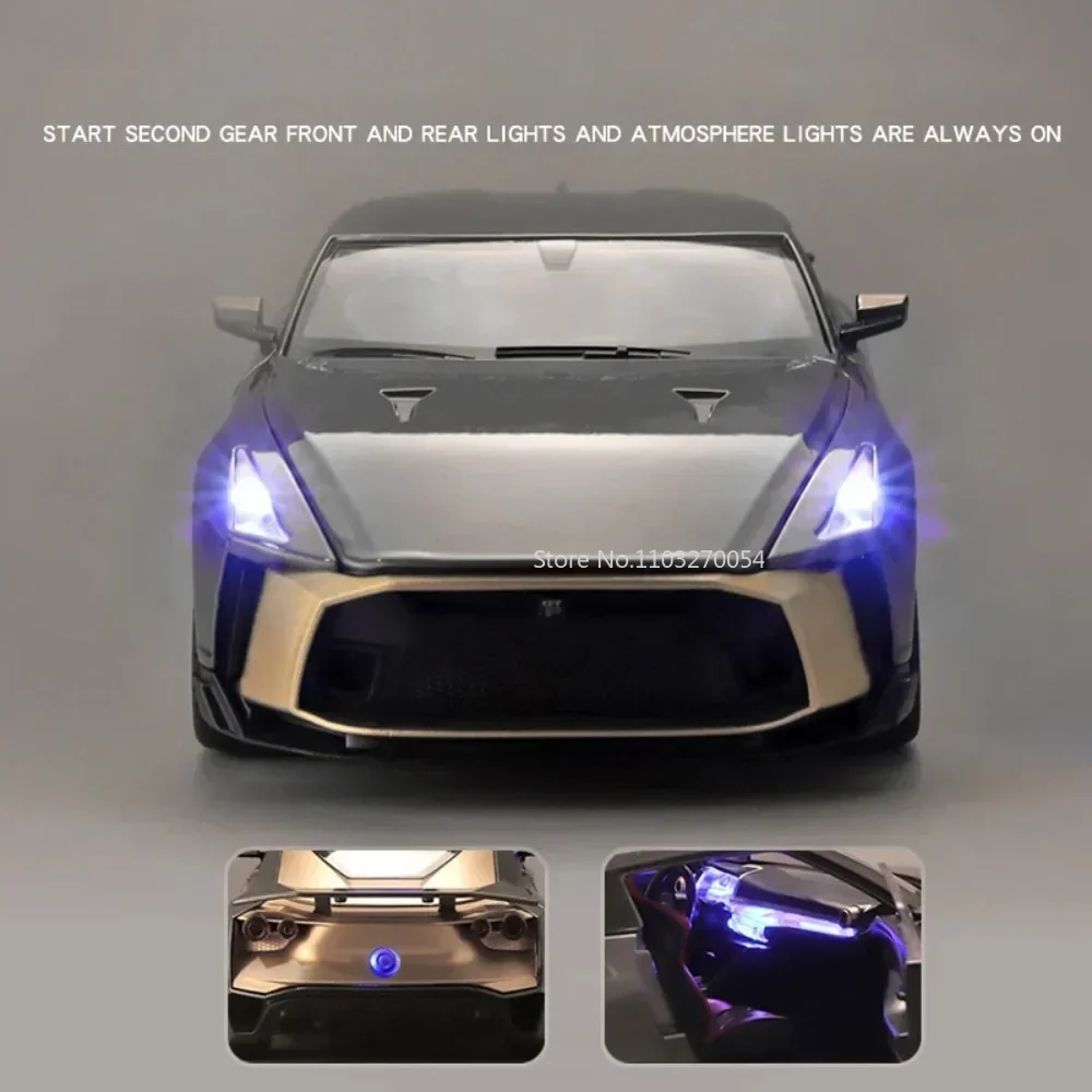 1/18 GTR50 Alloy Sports Car Model Toy Metal Diecast Sound And Light Vehicles Model Simulation Collection Child Toys Boys Gifts