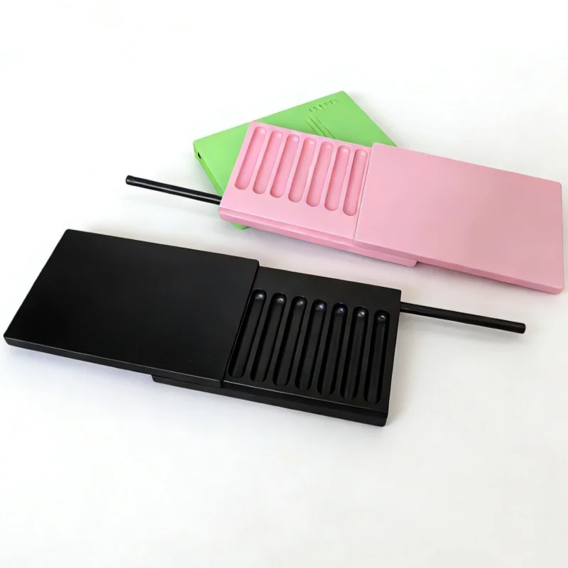 7-Fächer Kunststoff-Schnupftabak-Set-Behälter mit Schiebedeckel aus Aluminium, tragbare Aufbewahrungsbox im Taschenformat – Detail 5