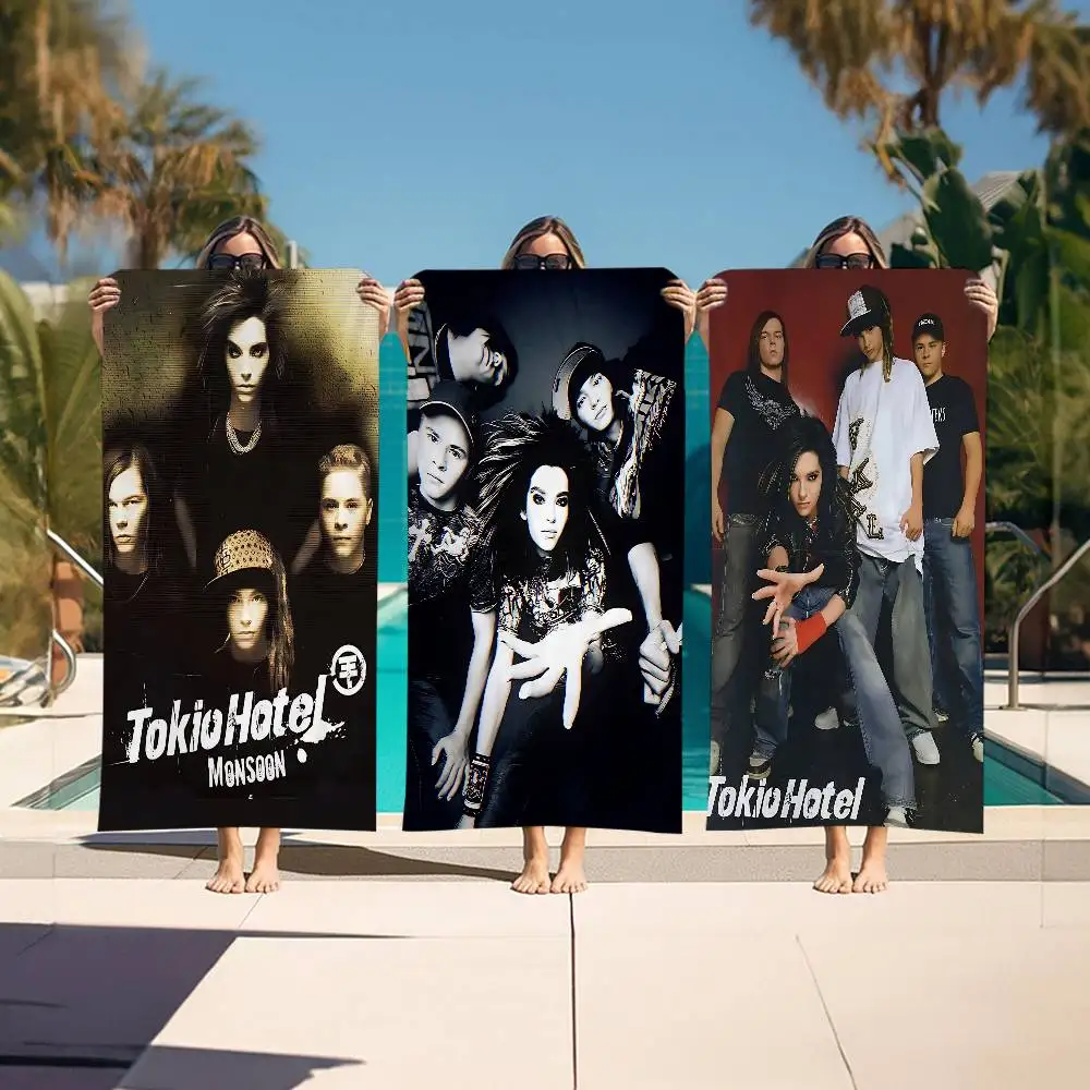 German Rock Band Tokio Hotel Microfiber Printed Beach Towel Mountain Climbing Yoga Beach Swimming Running Absorbent Soft Towel