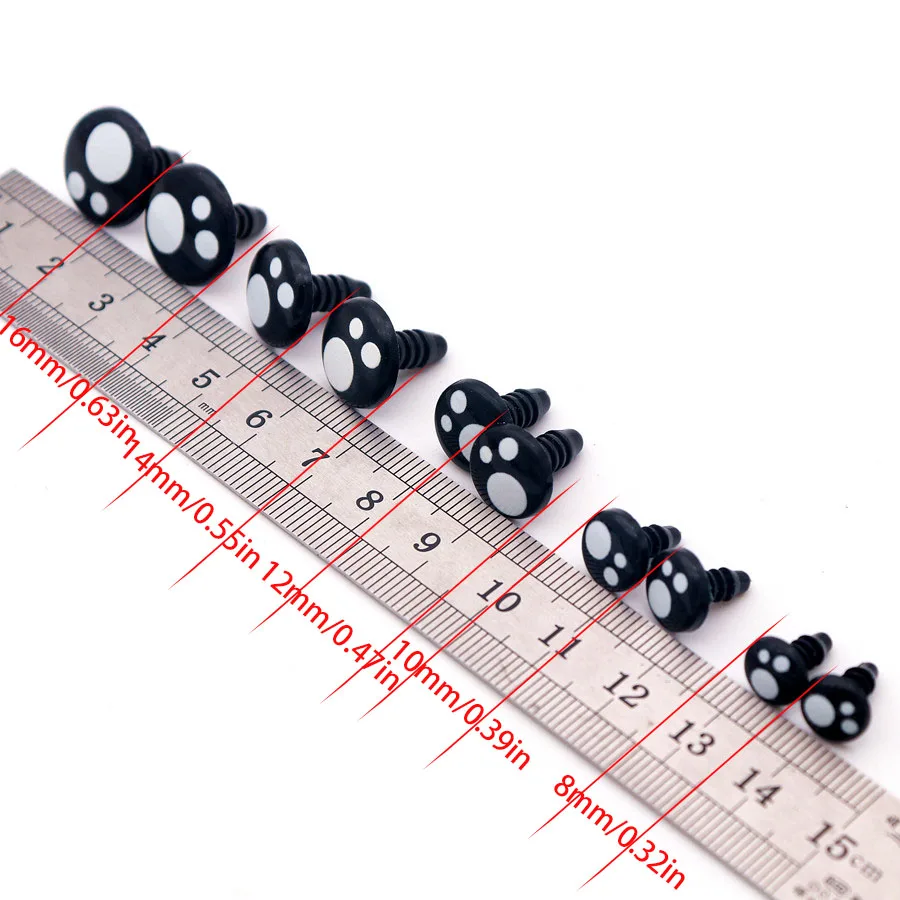 50pcs 8-16mm Doll Eyes Black Plastic Safety Eyes Amigurumi for Doll Animal Puppet Crafts Kids DIY Handmade Toys Accessories