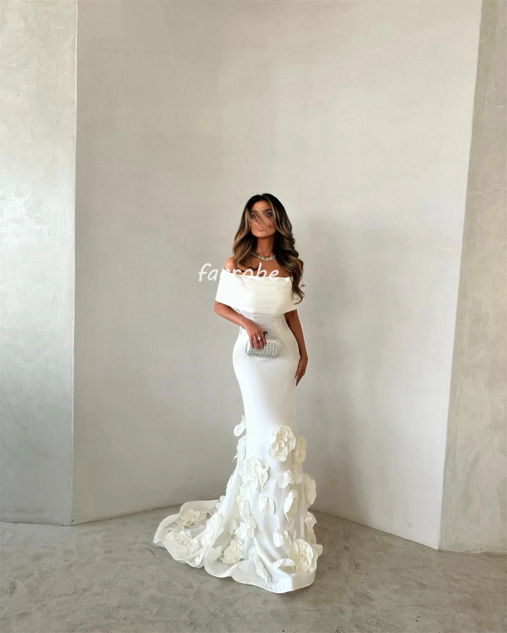 Customized Intricate Classic Jersey Handmade Flower Flower Pleat Mermaid Off-the-shoulder Long Dresses Bespoke Occasion Dresses 