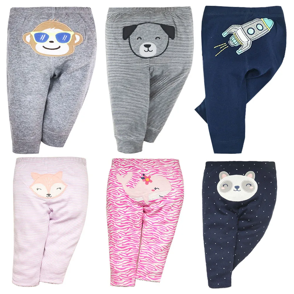 3/5PCS/LOT Newborn Pants Cartoon Four Seasons 100% Cotton Soft Girl Pants Baby Boy Trousers Pants 9-24M-3TM Baby Girl Leggings