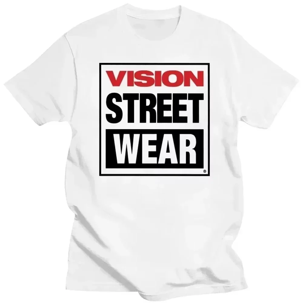 Cotton Men  Vision Street Wear T-Shirt Vision Street Wear T-Shirt Blanks Vintage Summer Top Fitted T Shirts for Men Breathable.