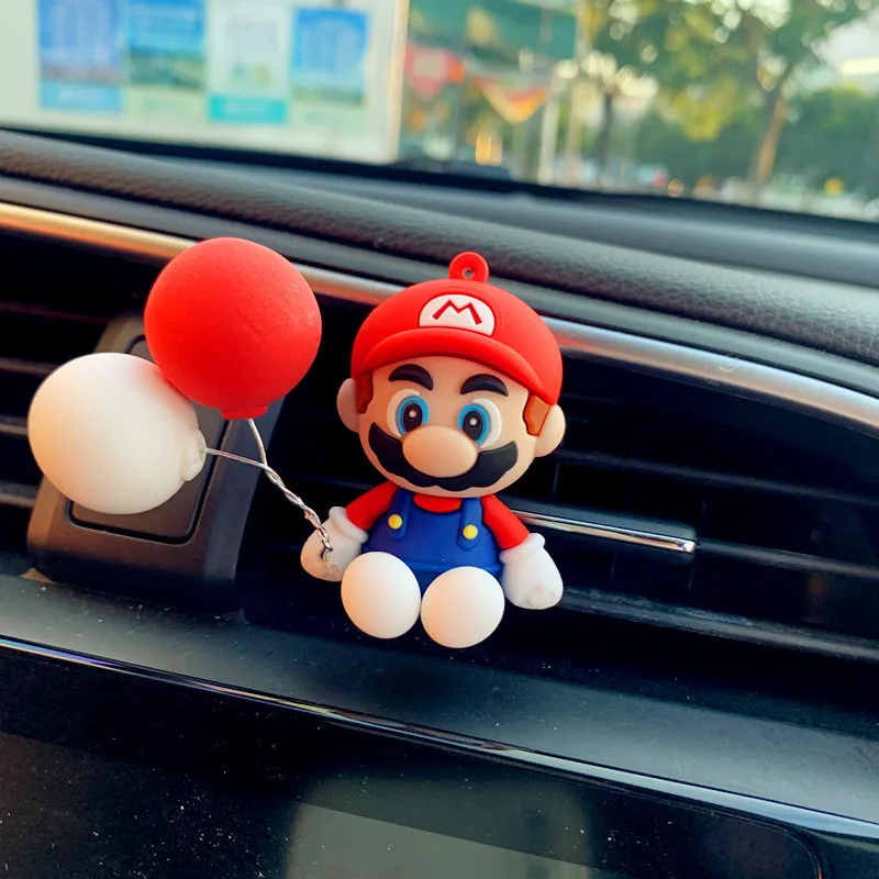 Cartoon Figuur Super Mary Model Mario Action Figure Auto Air Outlet Parfum Clip Ornament Mini Paddestoel Luchtverfrisser Accessoires