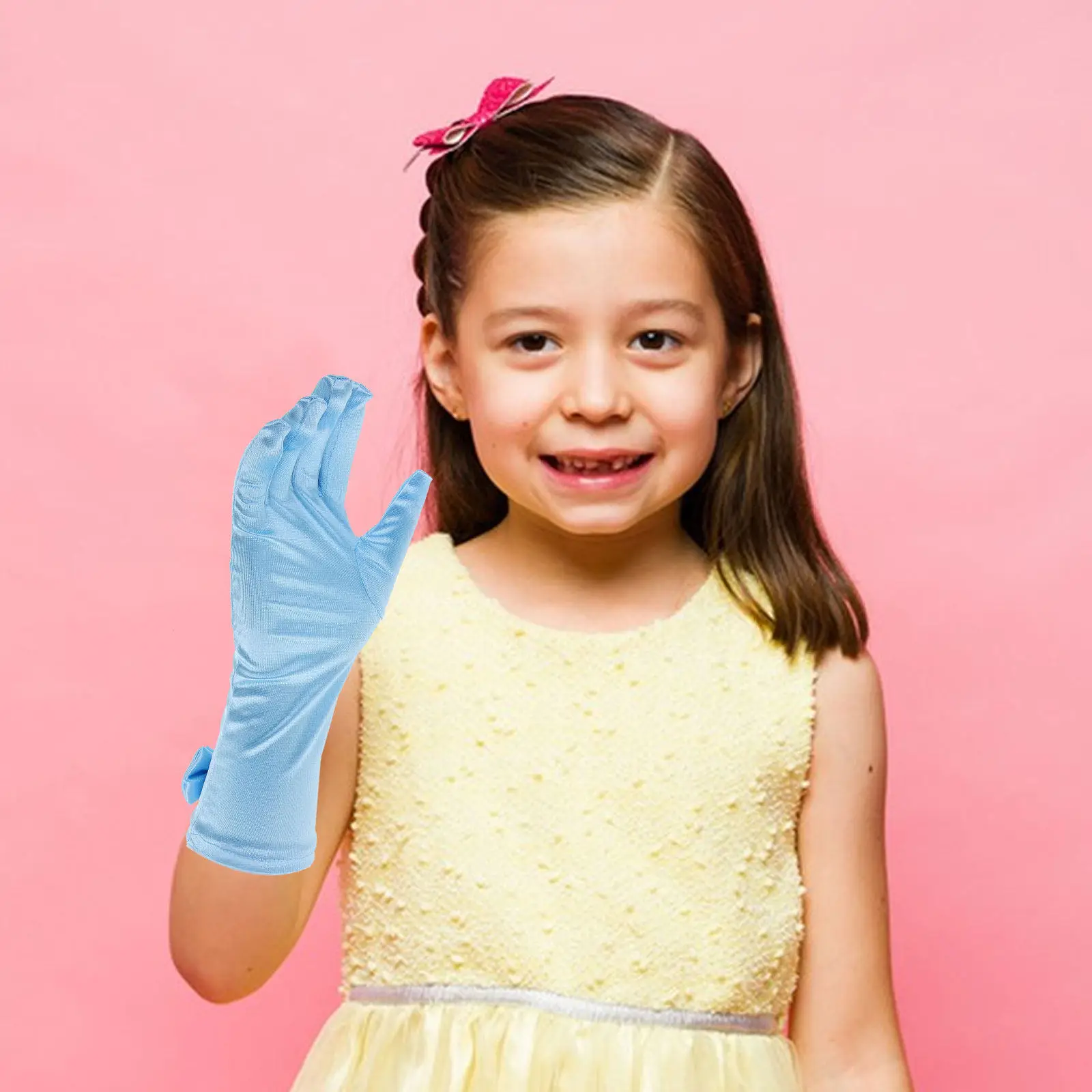

1Pair Bowknot Satin Long Gloves for Girls Kids Princess Dress Up Gloves Flower Girl Wedding Party Cosplay Performance Banquet