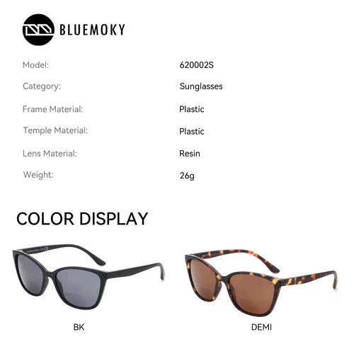 Imagen 2 del producto BLUEMOKY-gafas de sol de lectura para hombre y mujer, lentes bifocales de lectura con diseño de mariposa, dioptrías de + 100 A + 350, 620002S