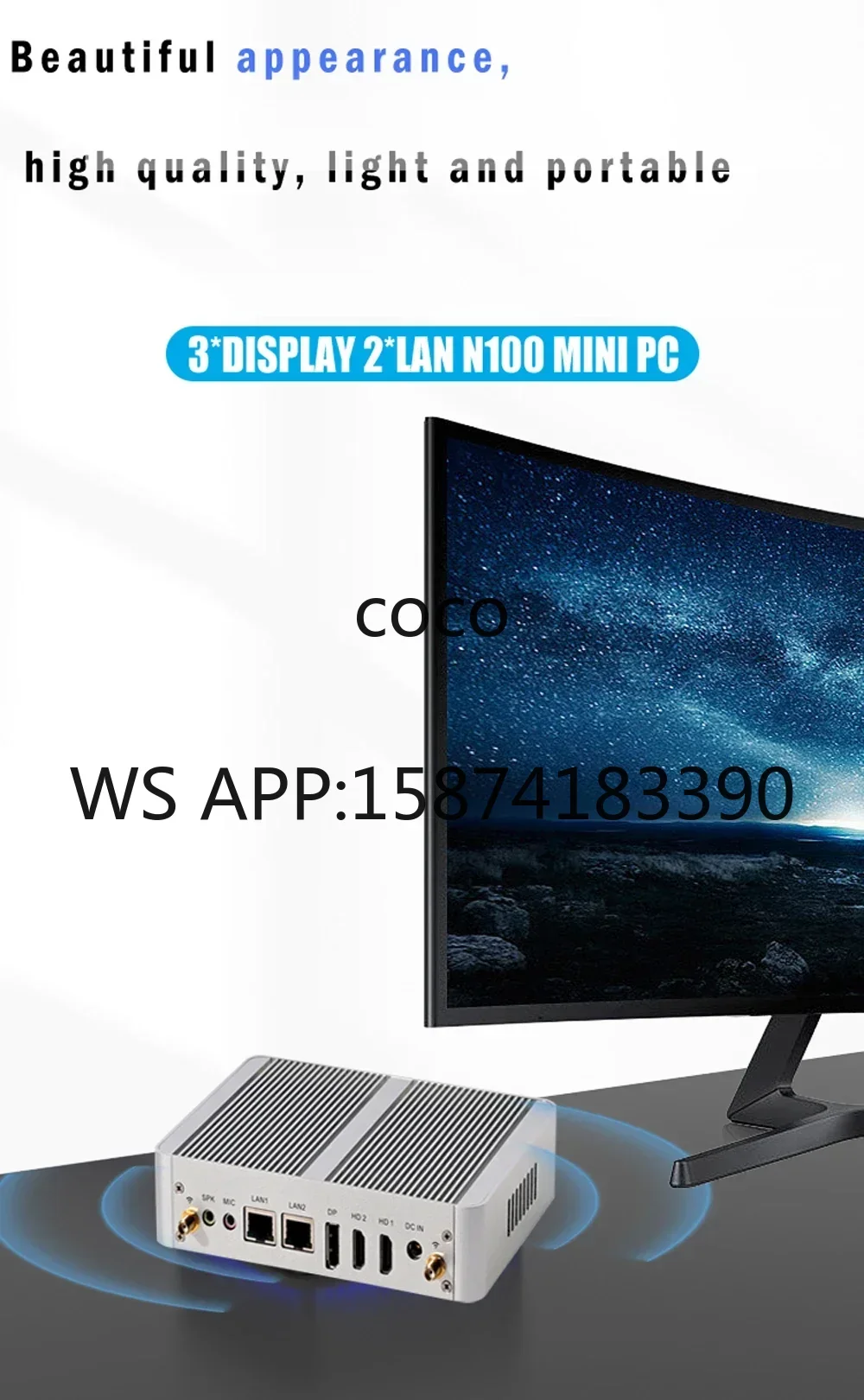 N100 Fanless Mini PC Quad Core 12th Gen CPU 3 Display 2 HDMI 1 DP 2 LAN Soft Router Windows 11 Firewall