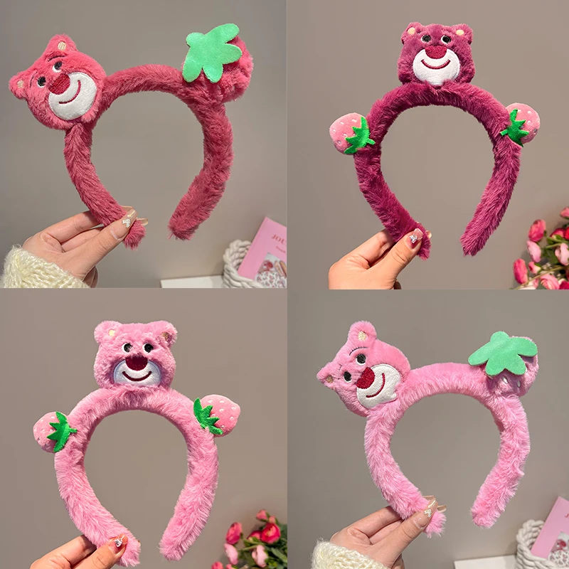 Disney Series Hairbands Women Cute Cartoon Lotso Headband Girl Plush Soft Warm Make Up Hair Accessories Kids Friends Party Gifts