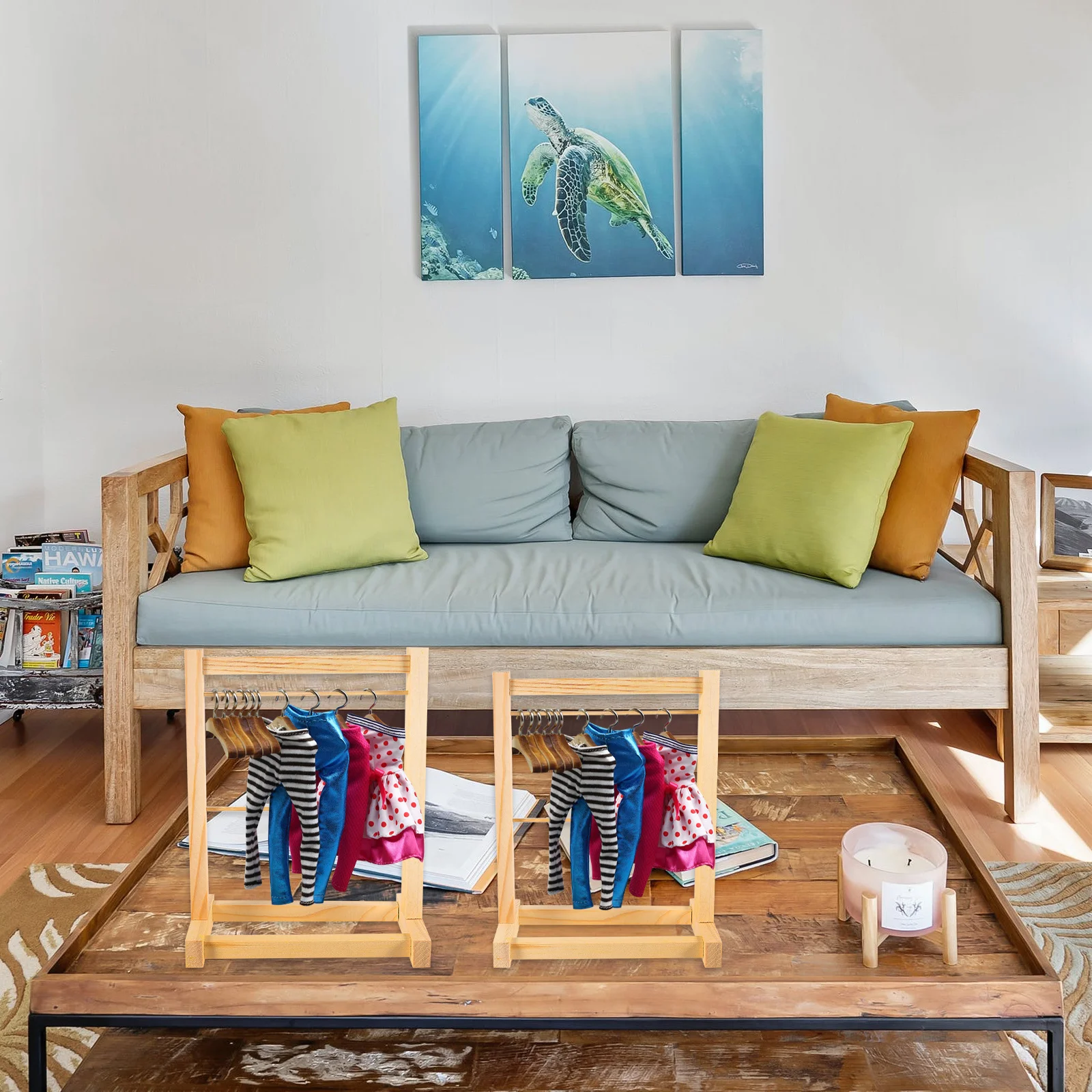 

1Pcs Mini Clothes Hanger for Natural Wood Build Strong Simple Frame Ideal for Tidy Wardrobe Solution Clothes Hanger