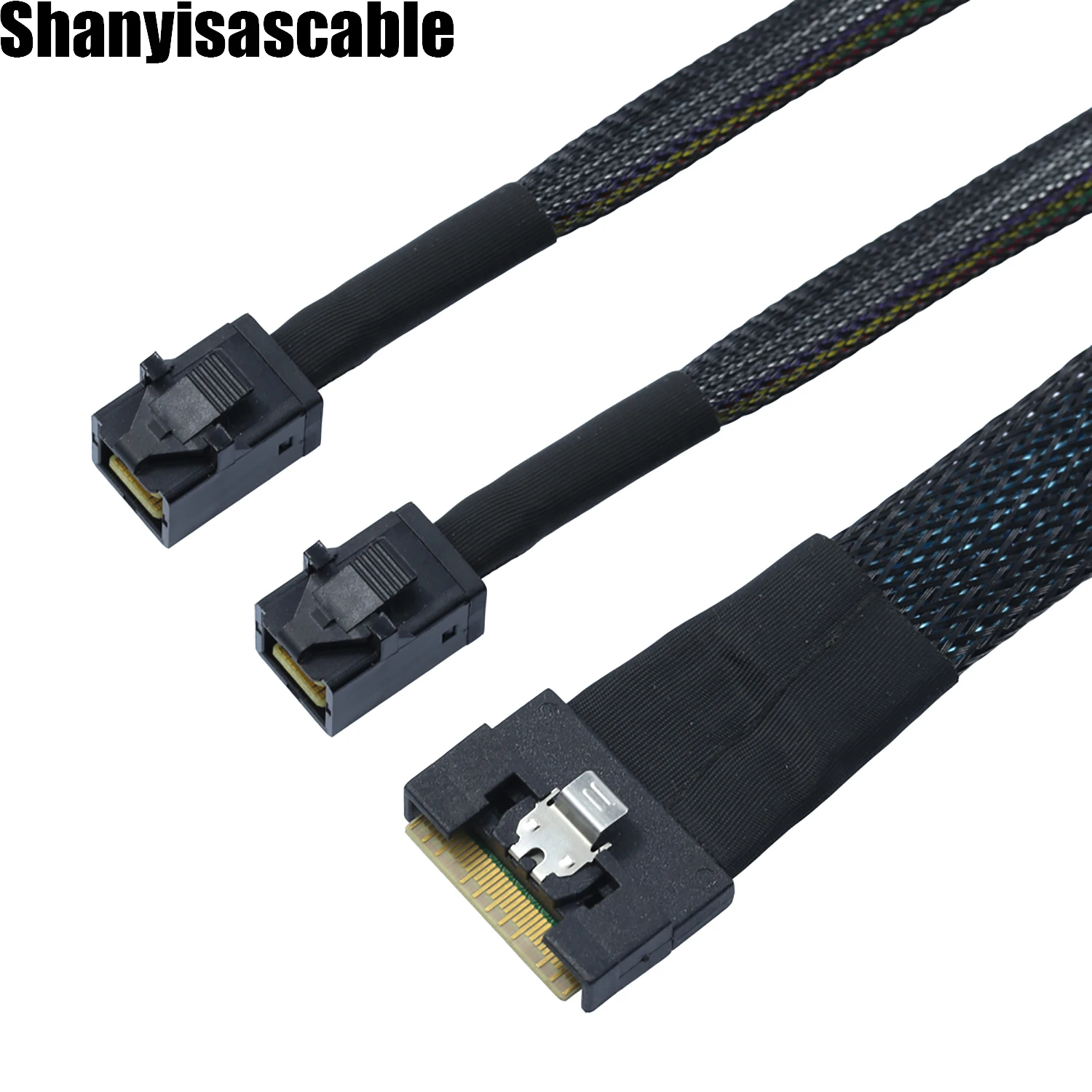 Imagem -04 - Cabo Ultraport Slimline hd 1.0m Pci-e Sas Magro 4.0 Sff8654 8i 74pin para Dual Sff9643 4i Mini Sas Pci-express