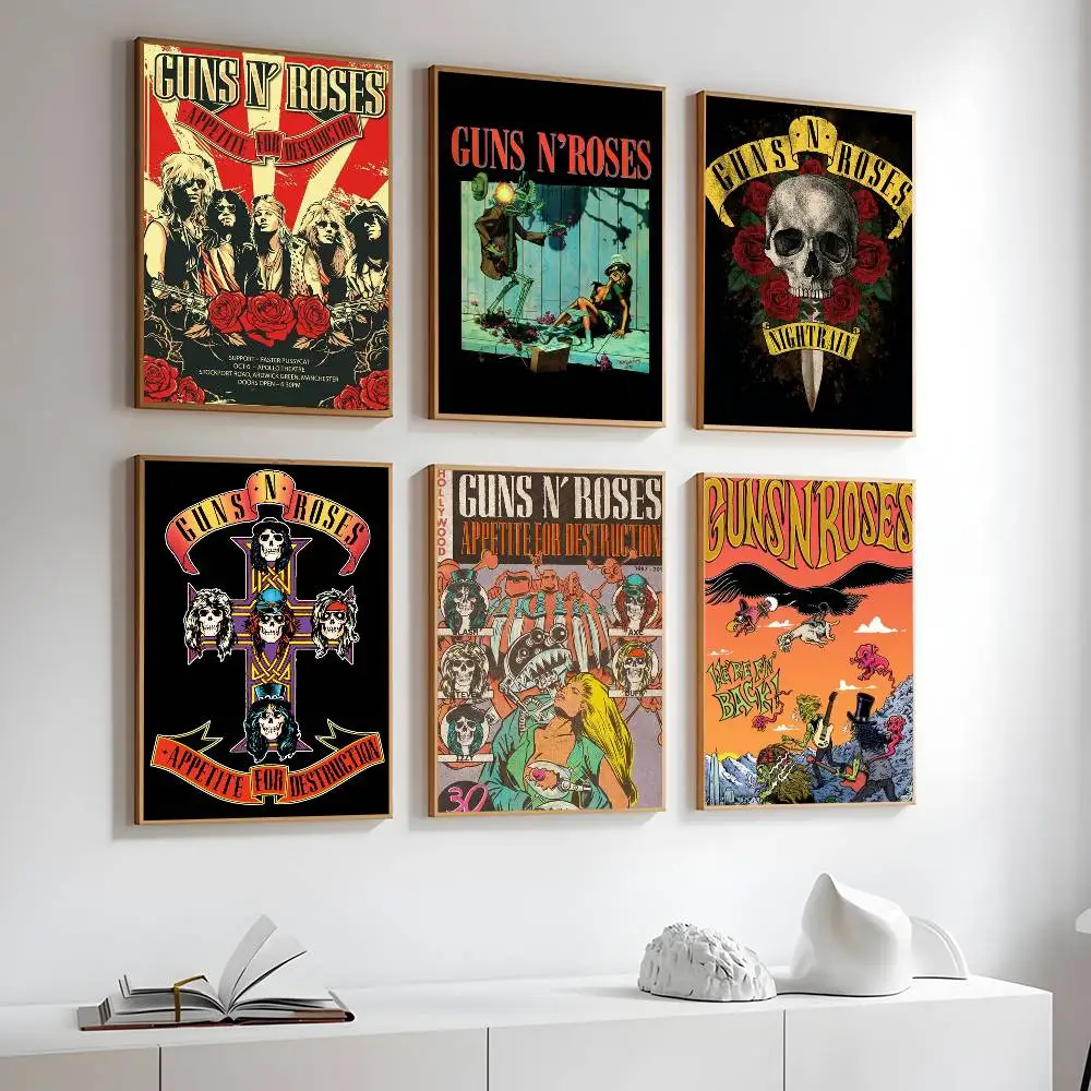 Vintage Rock Music Band G-Guns N Roses Poster Print A5 A4 A3 A2 Wall Art Decor For Room Office Gift For Fans
