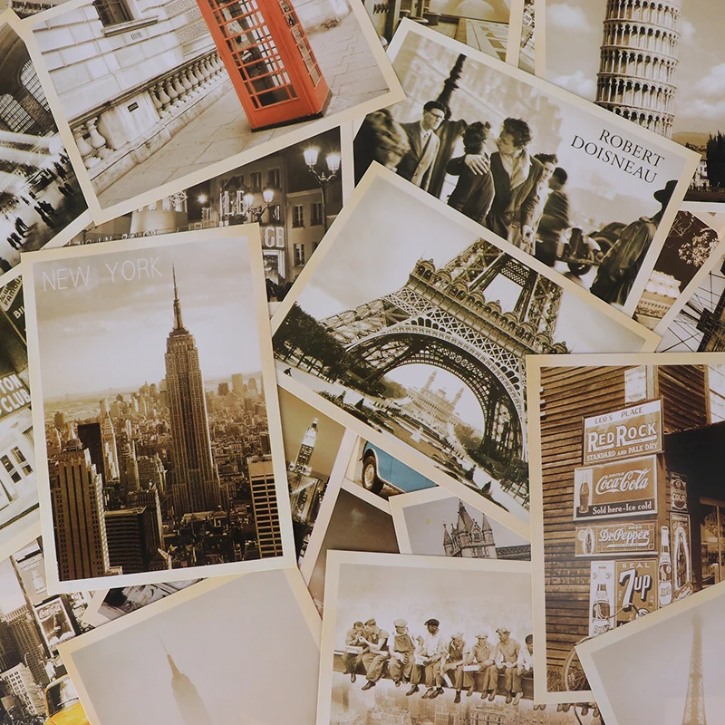32pcs Classical Famous Europe Building Vintage Style Memory Postcard Set Greeting Cards Gift Cards Christmas Postcards