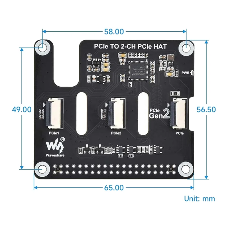 New-Waveshare لـ Raspberry Pi 5 Pcie إلى FFC لوح تمديد ثنائي القناة Pcie FFC لوح تمديد لأداء عالي السرعة