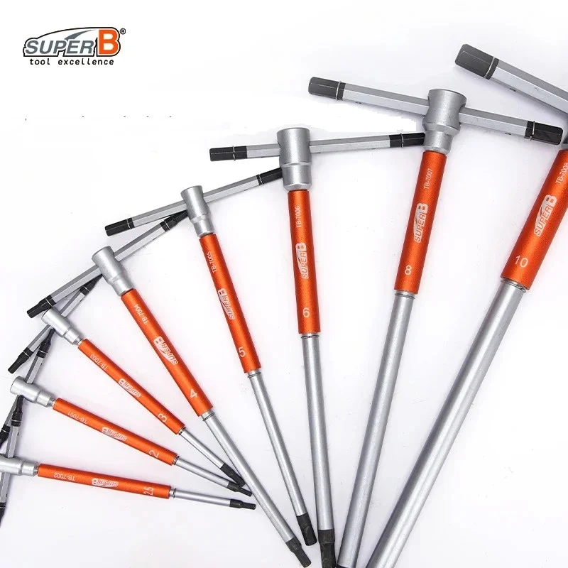 Super B TB-76180 MTB Repairing T Handle Allen Key Sets 2/2.5/3/4/5/6/8/10mm Road Bike Repair Hex Wrench Double End Hex Kits