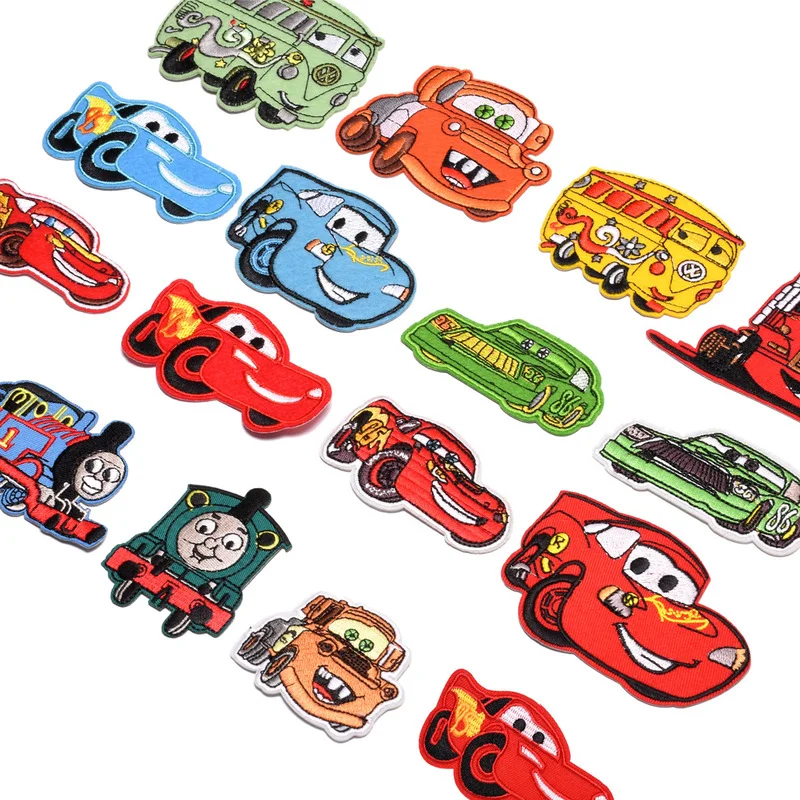 Parches de Rayo Mcqueen de tren de Thomas, dibujos animados de Anime, ropa, pegatinas de ropa, pegatinas de tela bordadas