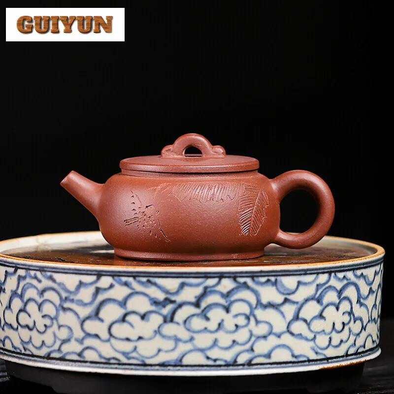 

120ml Yixing Purple Clay Teapots Famous Handmade Tea Pot Raw Ore Purple Mud Beauty Kettle Chinese Zisha Kung Fu Tea Set Teaware