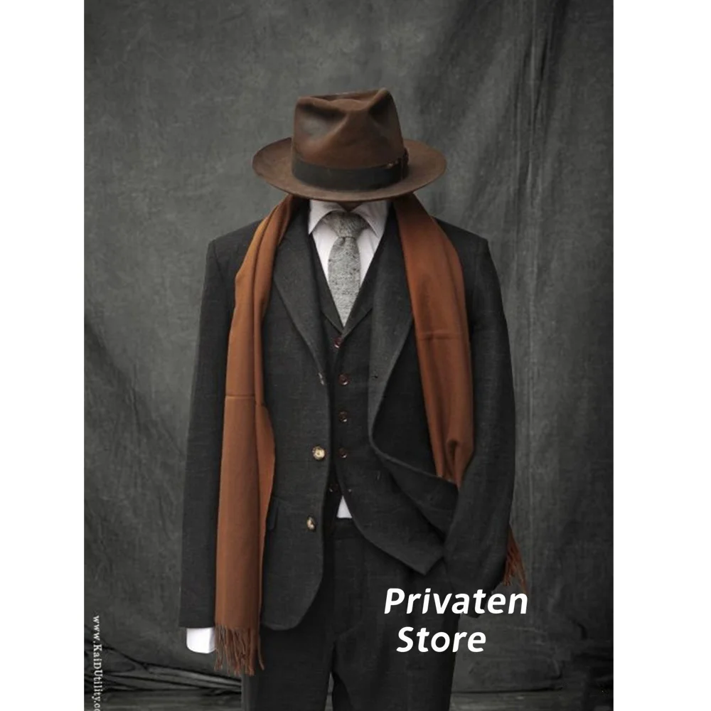 Suit Male Wedding Dresses Notched Lapel Jacket 3 Pieces Linen 2024 Luxury Clothes Full Men\'s Suit Man Vest Jacket & Pants
