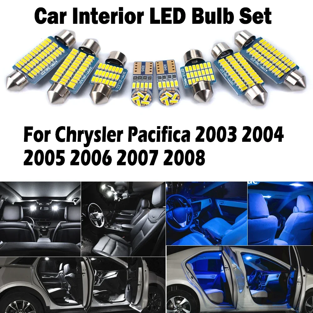 17Pcs For Chrysler Pacifica 2003 2004 2005 2006 2007 2008  Sun Visor Lamp LED Interior Dome Map Trunk Light Kit Car Door Bulbs