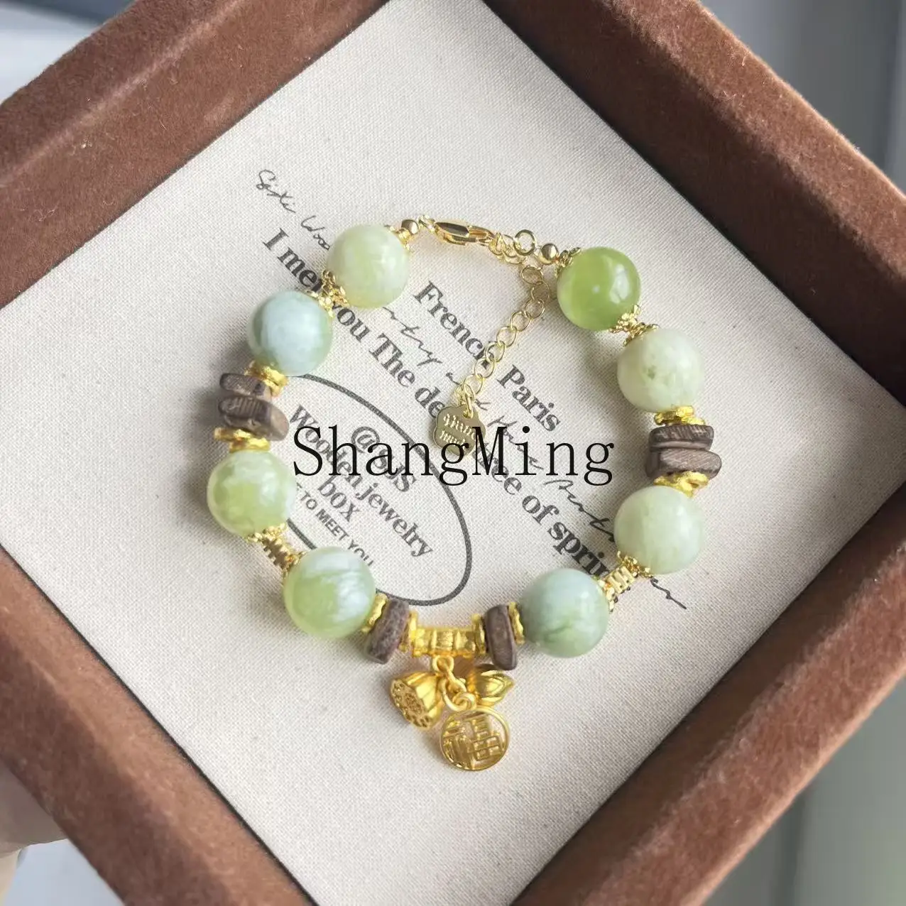 

CL natural Xiuyu national style high-end retro light luxury bracelet exquisite lotus pod pendant jewelry