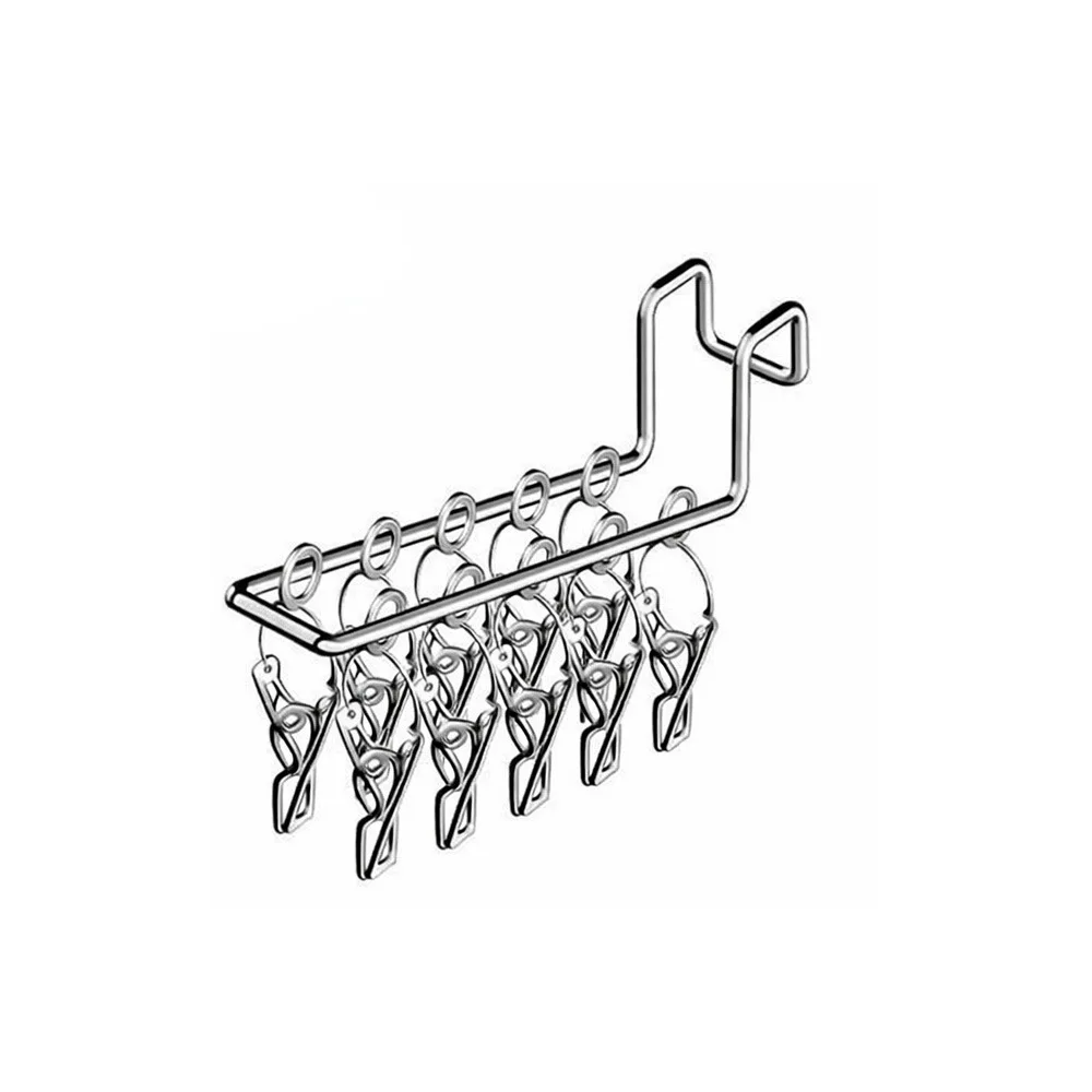 Durable Stainless Steel Socks Drying Rack 10/16 Clips Windproof Clothes Drying Rack Waterproof Space Saving Underwear Rack Home