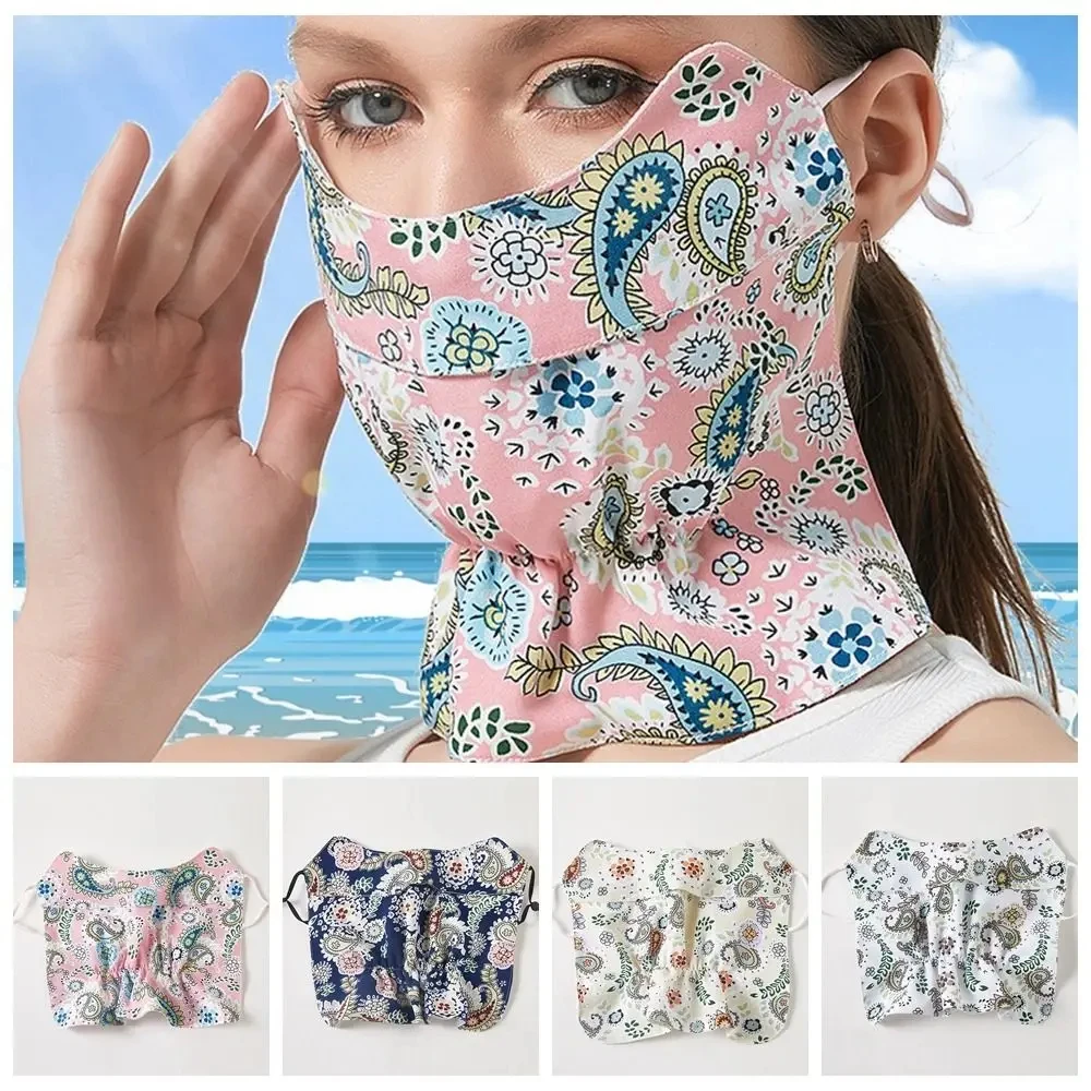 Anti-uv Suncreen Mask Gift Breathable Summer Mask Sunshade Floral Riding Mask Fishing