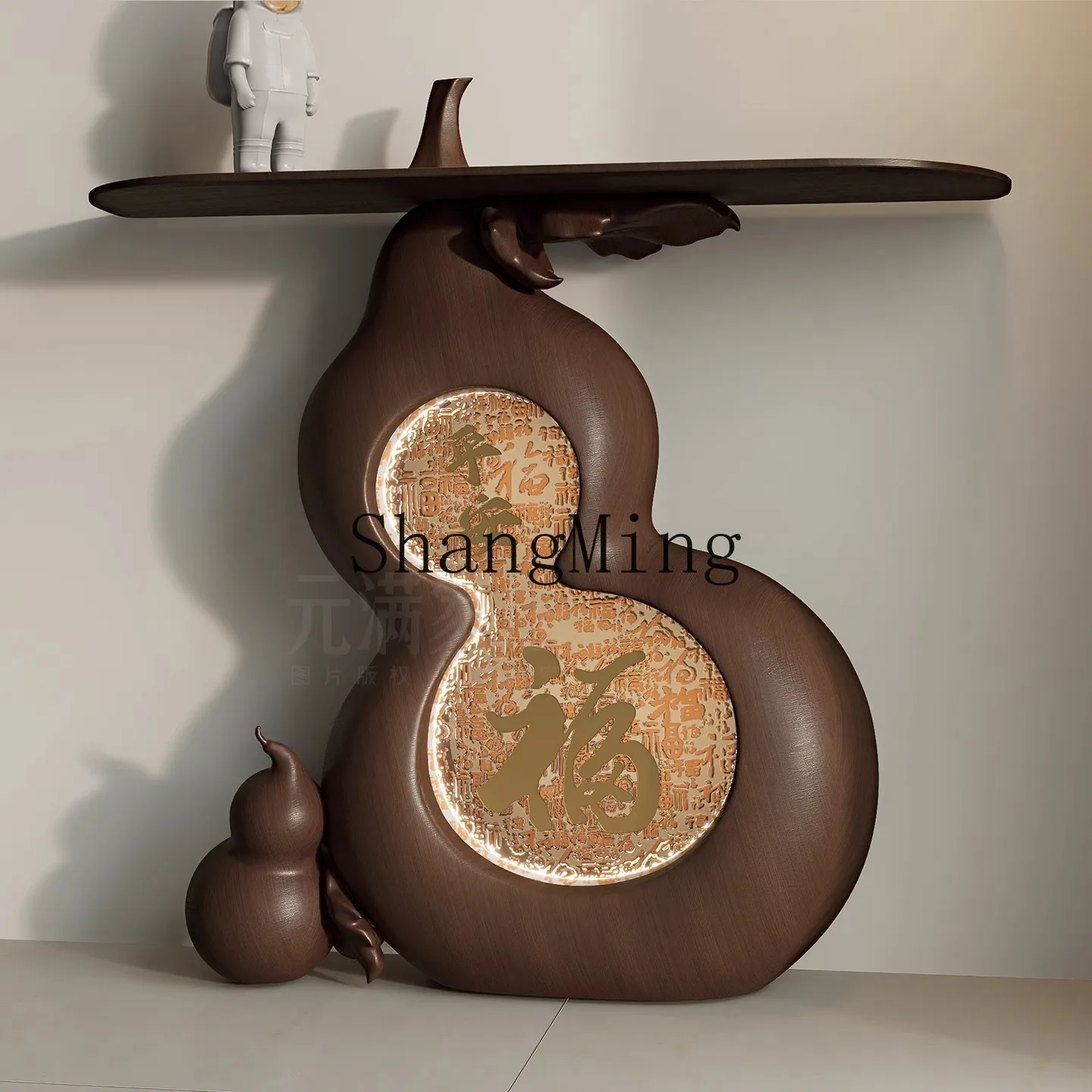 

CL Entryway Table New Chinese Style Walnut Color Living Room Wall-Mounted Corridor Ultra-Narrow Strip Table for Entryway