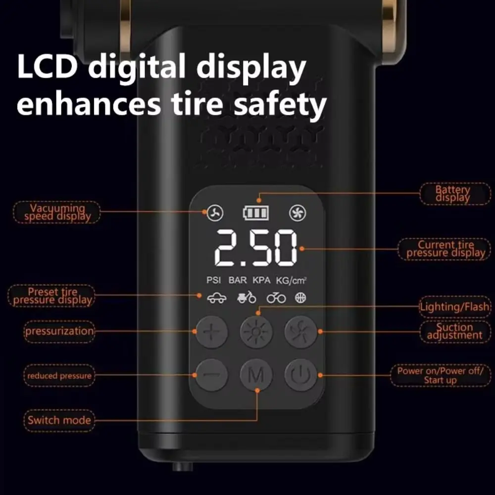 

ABS Material Wireless Vacuum Cleaner Cordless Design LED Display Portable Air Compressor Smart Control 150psi Pressure