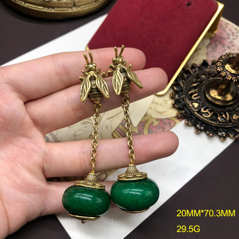 Chinese Style Animals Earrings for Women Agate Vintage Fashion Jewelry Elegant Luxury Simple Sweet Pendientes Mujer Bee Eardrop