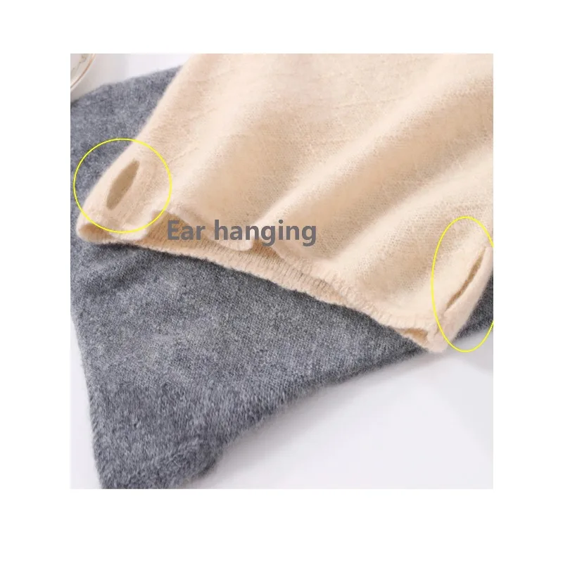 100% Pure Wool Ring Scarf Hollow Out Neckerchief Women Knitted Luxury Cashmere Headband Female Neck Warmer Soft Fake Collar