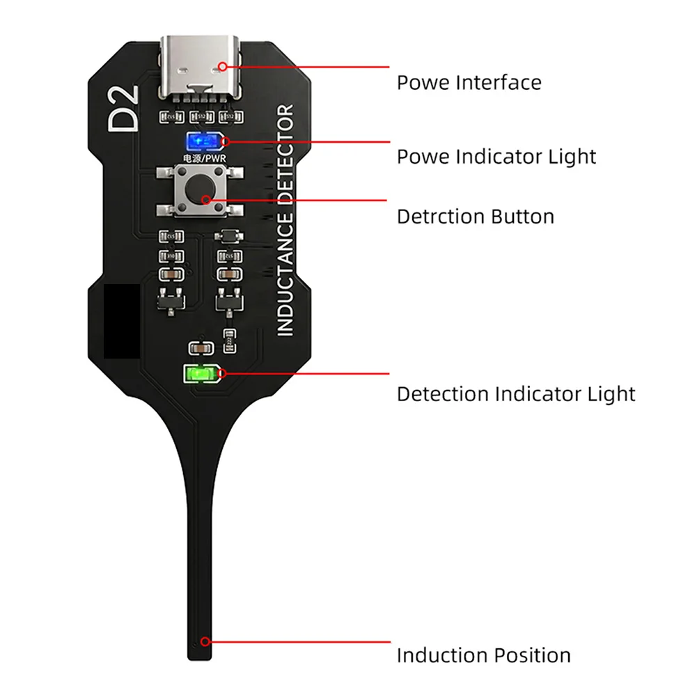 D2 Inductance Tester ABS Housing Black Portable Tool for Electronic Component For fault Location and Diagnostics