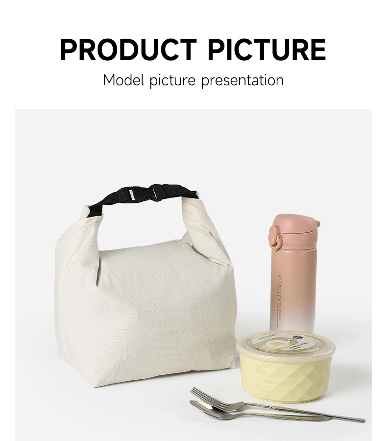 Tragbare Lunch-Tasche aus Canvas - Tragbare Lunchbox für Büroangestellte mit Wärmeisolierungsfunktion - Tragbare Lunch-Tasche mit großem Fassungsvermögen – Detail 10