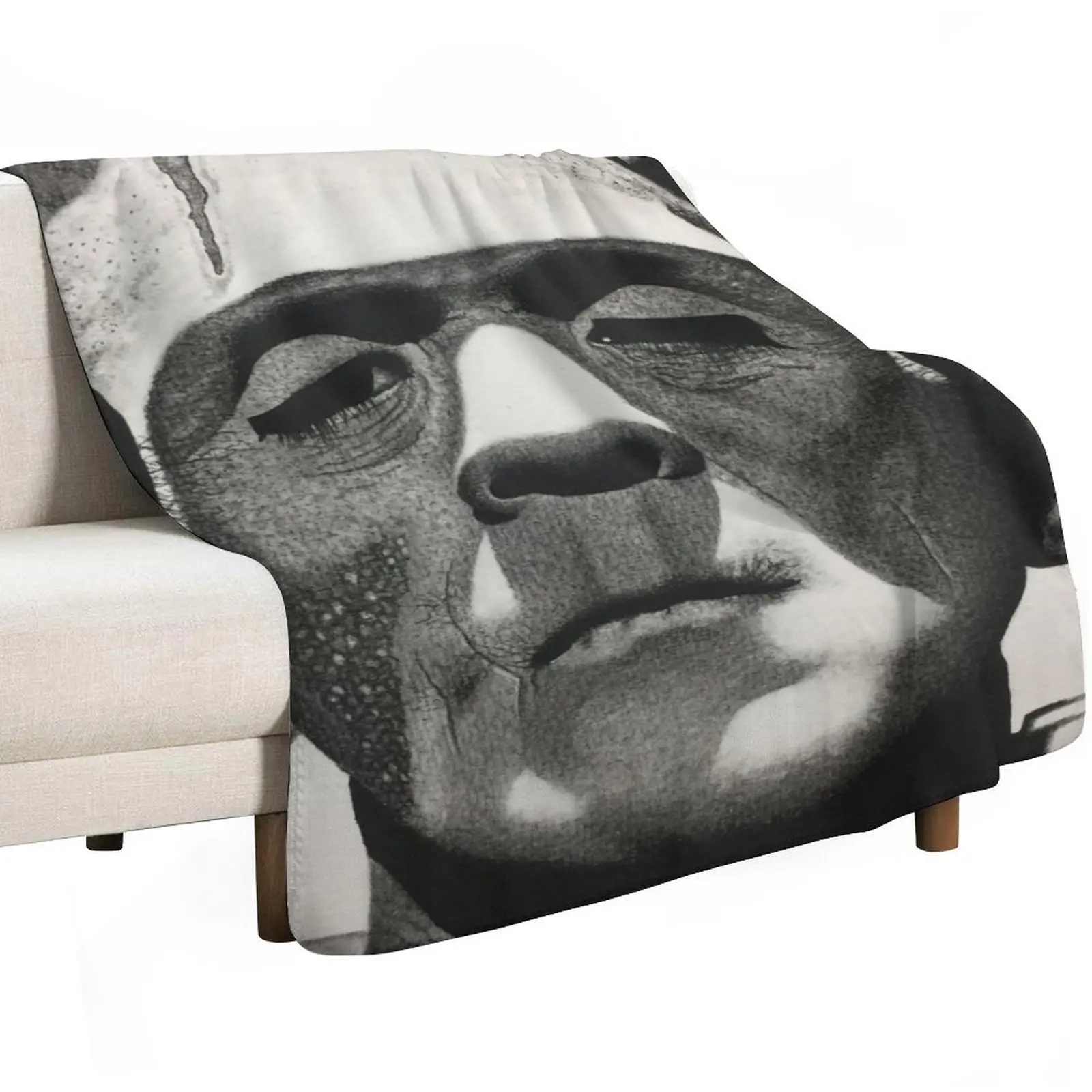 

Classic Monster Frankenstein Charcoal Drawing Throw Blanket Soft Big Decorative Beds Cute Blankets