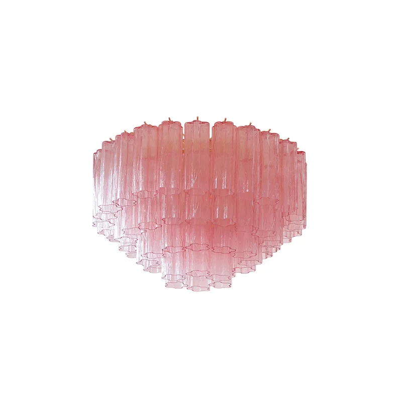 Pink House Dimmable LED French Glass Collection Ceiling Chandelier Hanging Lamp Suspension Luminaire Lampen For Foyer Bedroom
