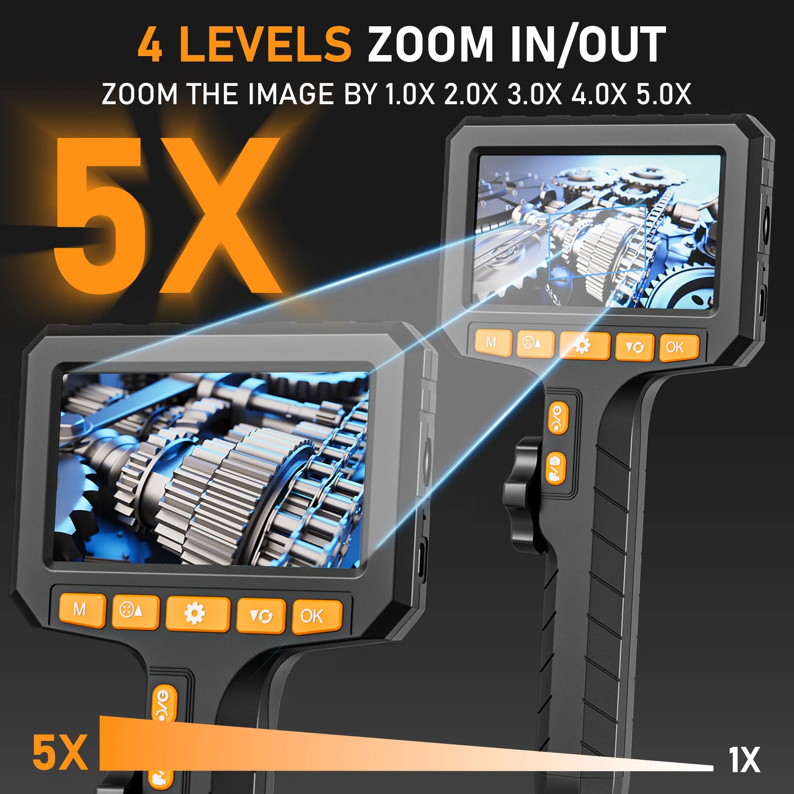 Zwei-Wege-Rotation 3,9/6,2 mm HD 360 °   Industrielle Rohrleitungs-Endoskopkamera, Endoskop-Inspektion mit 4,3-Zoll-IPS-Bildschirm