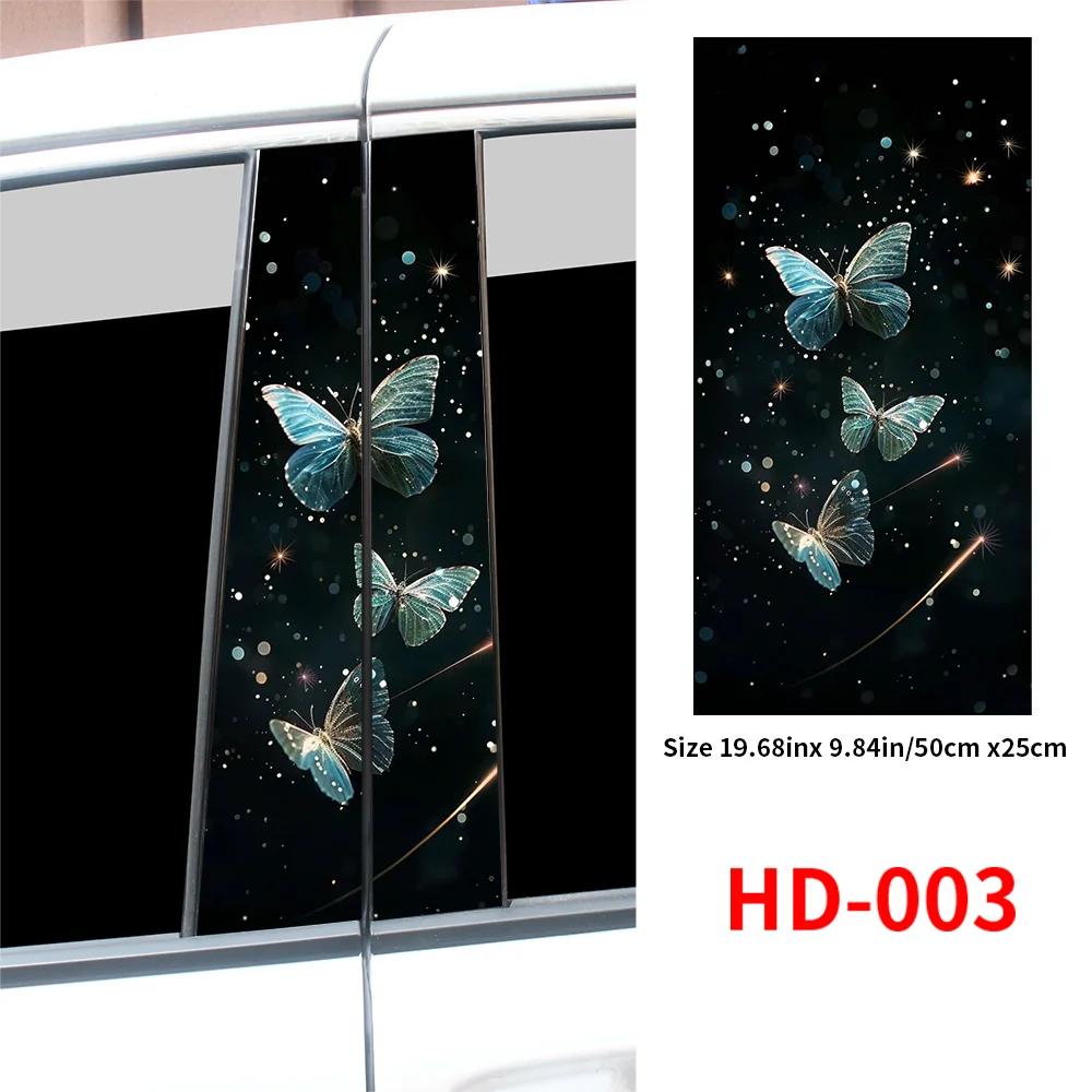 Pretty Butterflies Car Stickers Funny Auto B Pillar Waterproof Decoration DIY Cover Car Doors Pillar Sunscreen Decals Accessorie