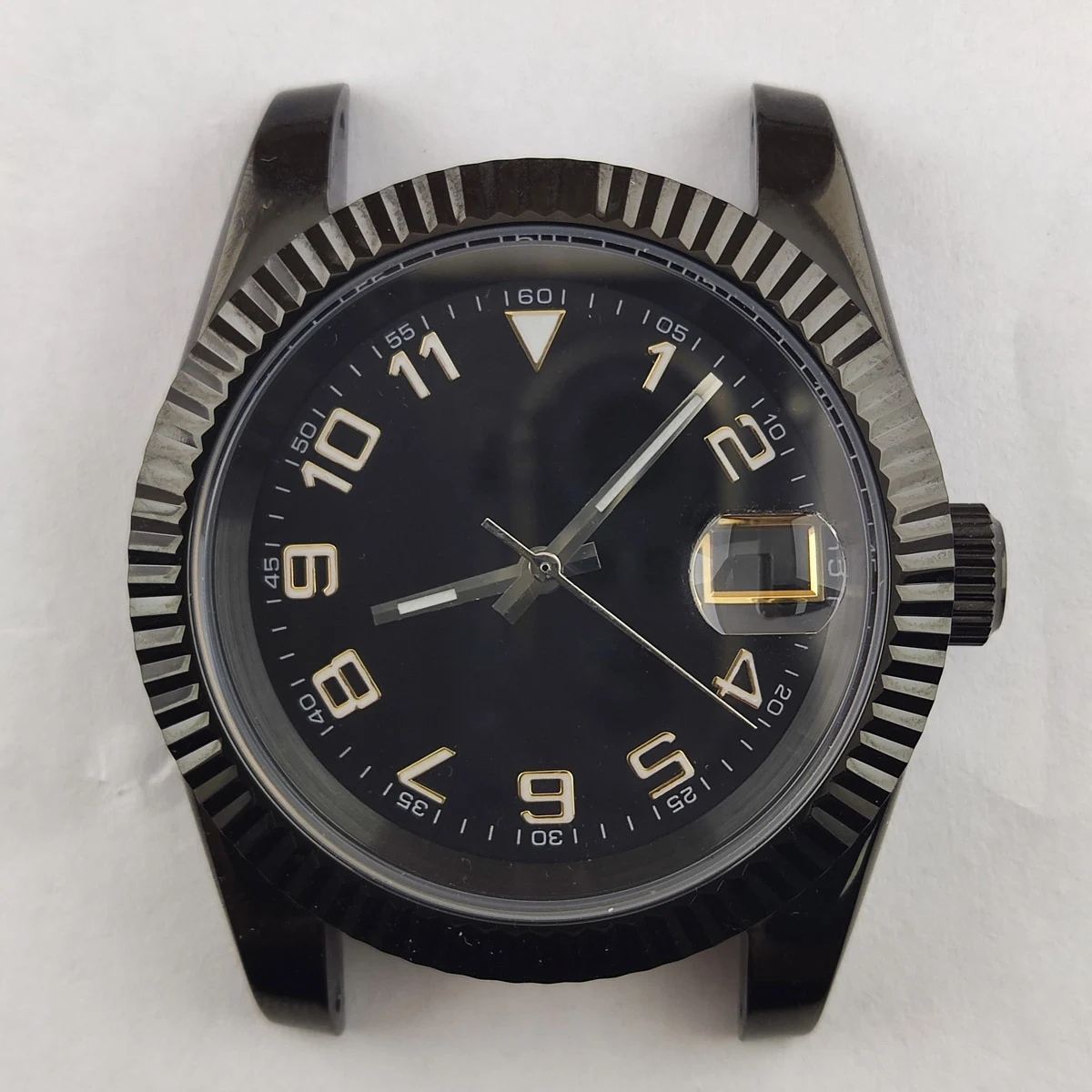 39mm nh35 Case NH35 watch case 28.5MM Dial Stainless Steel Electroplated Polished Black dial For NH36 case NH35 Movement watch image 3